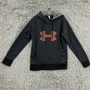 Under Armour Hoodie Mens Small Black Orange Storm Pullover Athletic Workout